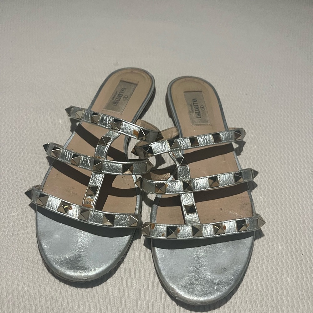 Valentino Silver Studded Sandals
